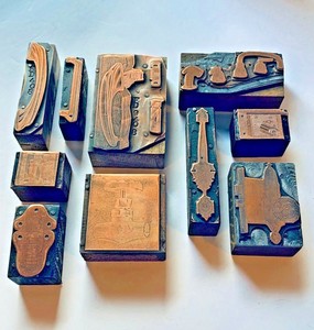 10 HARDWARE STORE Print Block Antique COPPER Letterpress Type Cincinnati OH #2 | eBay