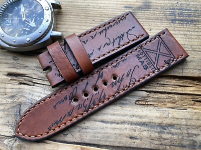 26mm Vintage old school Handmade leather watch strap, Brown