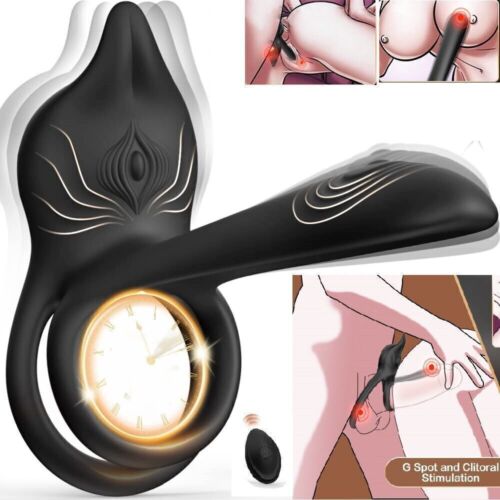Dual-Cock-Vibrator-Penile-Ring-Penis-G-Spot-Clit-Stimulator-Toys-Men-Women - Afbeelding 1 van 11