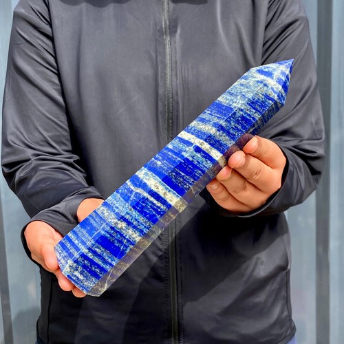 1.8LB Natural lapis lazuli Quartz Crystal Obelisk Wand Point Healing Ston - 第 12/17 張圖片