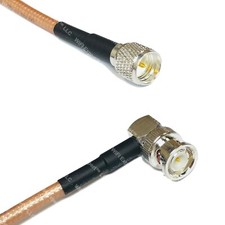 RG142 Silver Mini UHF Male to BNC MALE ANGLE Coax RF Cable USA Lot