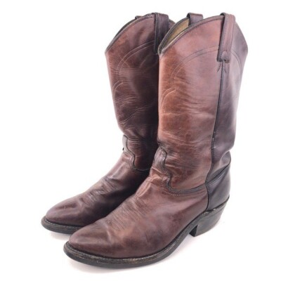 Vintage Abilene Brown Leather Western Stitched Pull On Cowboy Ranch ABILENE Men main image 4
