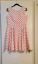 Fifties Chic Short Dress White / Red Polka Dot Rockabilly Swing Sz Xl New