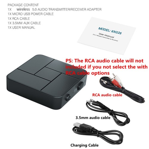 KN326 Bluetooth-compatible 5.0 Audio Transmitter Receiver Adapter AUX RCA w - Bild 10 von 12