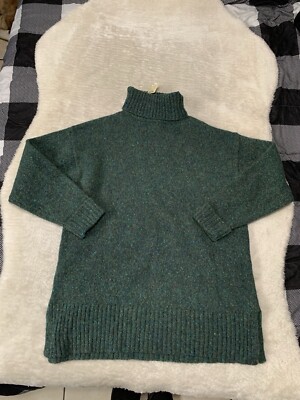 Express Tricot Turtleneck Sweater Womens Small Green Wool Pullover Long Sleeve