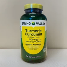 Spring Valley, Turmeric Curcumin Ginger Powder 500mg, 250 Capsules