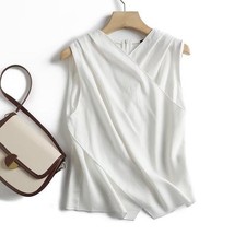 Women's Linen Blend Cross Sleeveless Vest Top