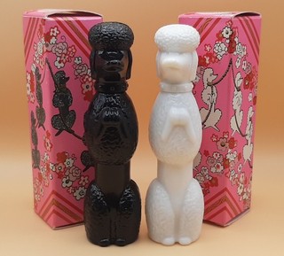 Vtg 1970’s Avon Black White Poodles Bon Bon Perfume Bottles Empty Original Box