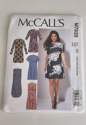 McCalls Sewing Pattern 7533 New Uncut Modest Dress 6 Different Views! Size 18-24
