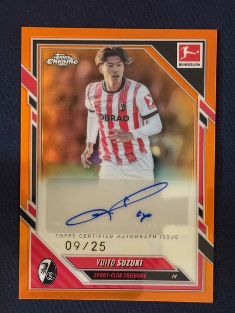 2025-26 Topps Chrome Bundesliga Yuito Suzuki Orange Auto /25 Sport-Club Freiburg