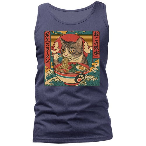 Camiseta sin mangas humorística comida japonesa manga anime kawaii fideos ramen para comer gatos - Imagen 6 de 8
