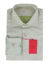 Kiton Light Green Solid Cotton Shirt - Slim - 15/38 - KT1114236