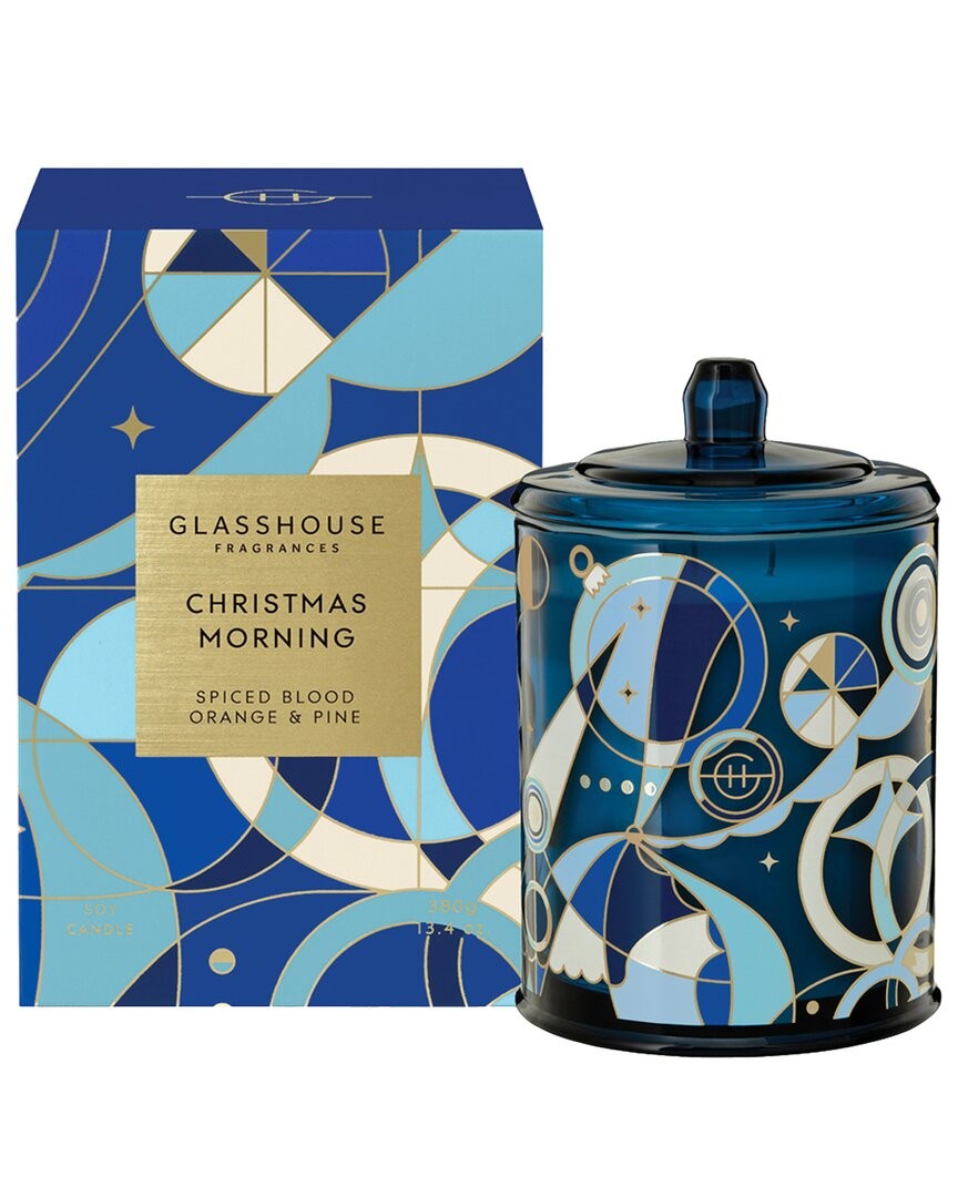 Свеча Glasshouse Fragrances Christmas Morning, 380 г, голубая