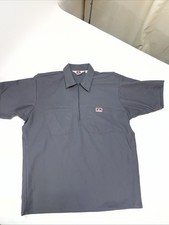 Vintage Ben Davis Shirt Mens L Gray Half Zip Pullover Made USA Work Utility