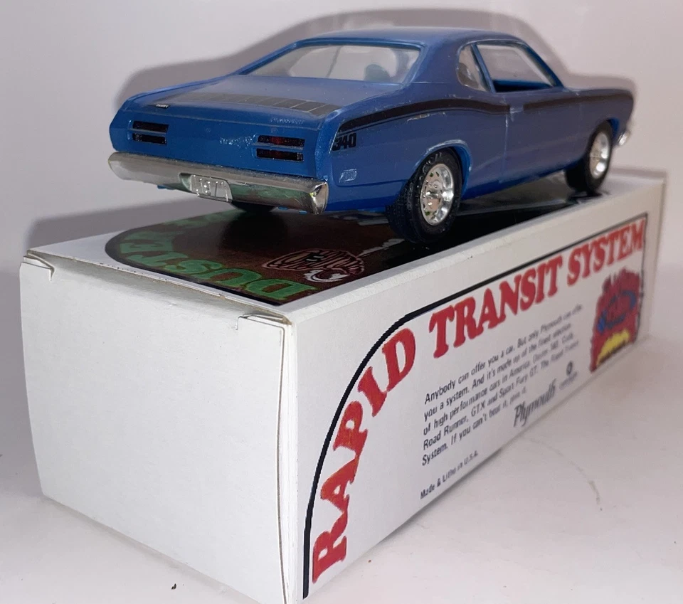 MPC Promo 1971 Plymouth Duster 2Dr HT 1/25 Brite Blue FN-VF+ with Repro Box - Image 4 of 4