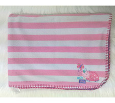 Just Born Baby Blanket Lets Play Ladybug Pink White Striped Purple Girl B19