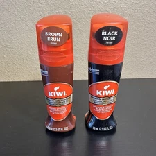 Kiwi Premium Instant Shoe Polish Bundle Black & Brown 2.5oz Each Leather Care