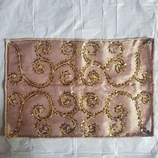 4 Vtg Placemats 12x18" Copper Organza, Ebony Bead, Gold Sequin Hollywood Regency