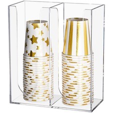 Acrylic Coffee Cup and Lid Storage Organizer Holder, 2 Compartments Disposabl...
