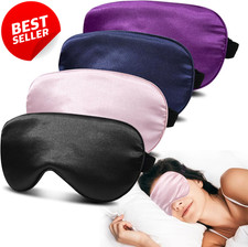 Silk Sleep Mask 4 Pack 100 Blackout Soft Eye Covers Adjustable Strap - US