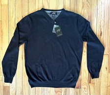 Cashmere Cotton Blend V Neck Sweater Black Long Sleeve New With Tags