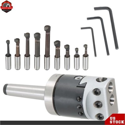 9Pcs 1/2'' Shank Boring Bar Sets & 2'' Boring Head (7/8-20) With MT2 Shank New