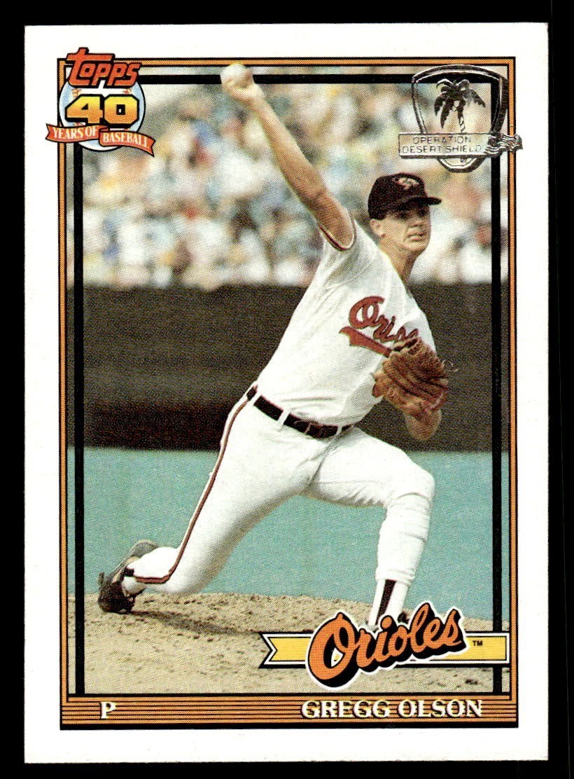 1991 Topps Desert Shield Baseball #10 Gregg Olson NM/MT *f1
