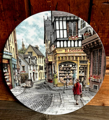 Sehr guter Zustand 1990 Colin Warden Schaufensterbummel ROYAL DOULTON The BAKER'S SHOP 21 cm Teller