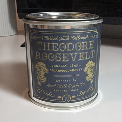 Good + Well Supply Co. Soy Candle Tin Tobacco Leaf Cedarwood Honey