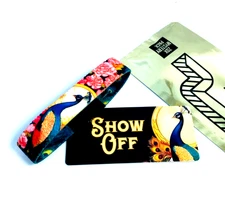 ZOX **SHOW OFF** Silver Single Med Goldie Wristband w/Card PEACOCK