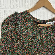 Essentiel Antwerp Midi Dress Floral Tiered Boho Ditsy Modest Black Red 34/6/2