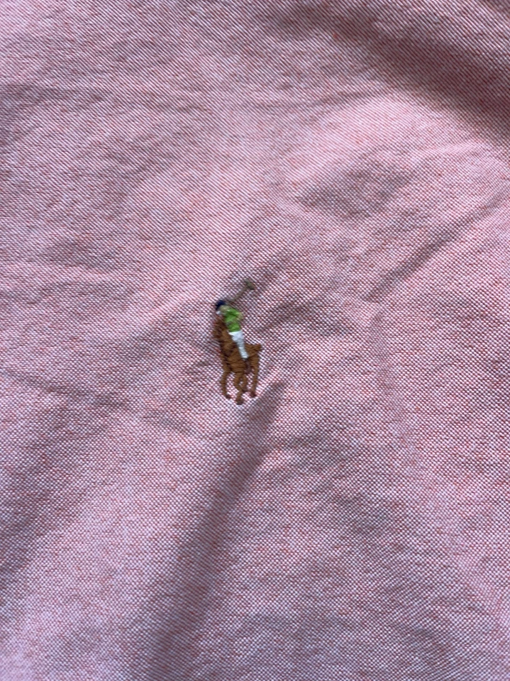 Camisa Ralph Lauren Para Hombres 4XLT Rosa Con Botones Manga Corta Carne Poni Foto 2 de 4