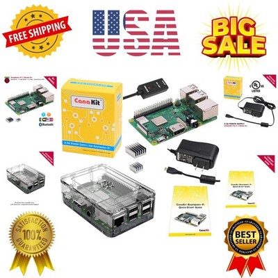 Raspberry Pi 3 B+ B Plus with  Clear Case and 2.5A Power Supply