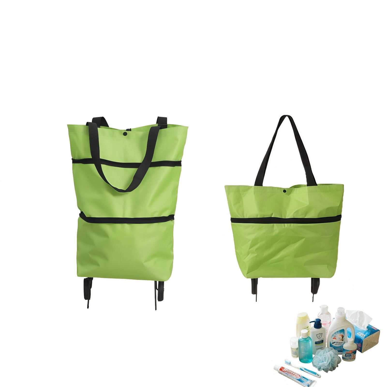 Btolin 2-in-1 Foldable Shopping Cart with Wheels,Waterproof & Sturdy Grocery ...