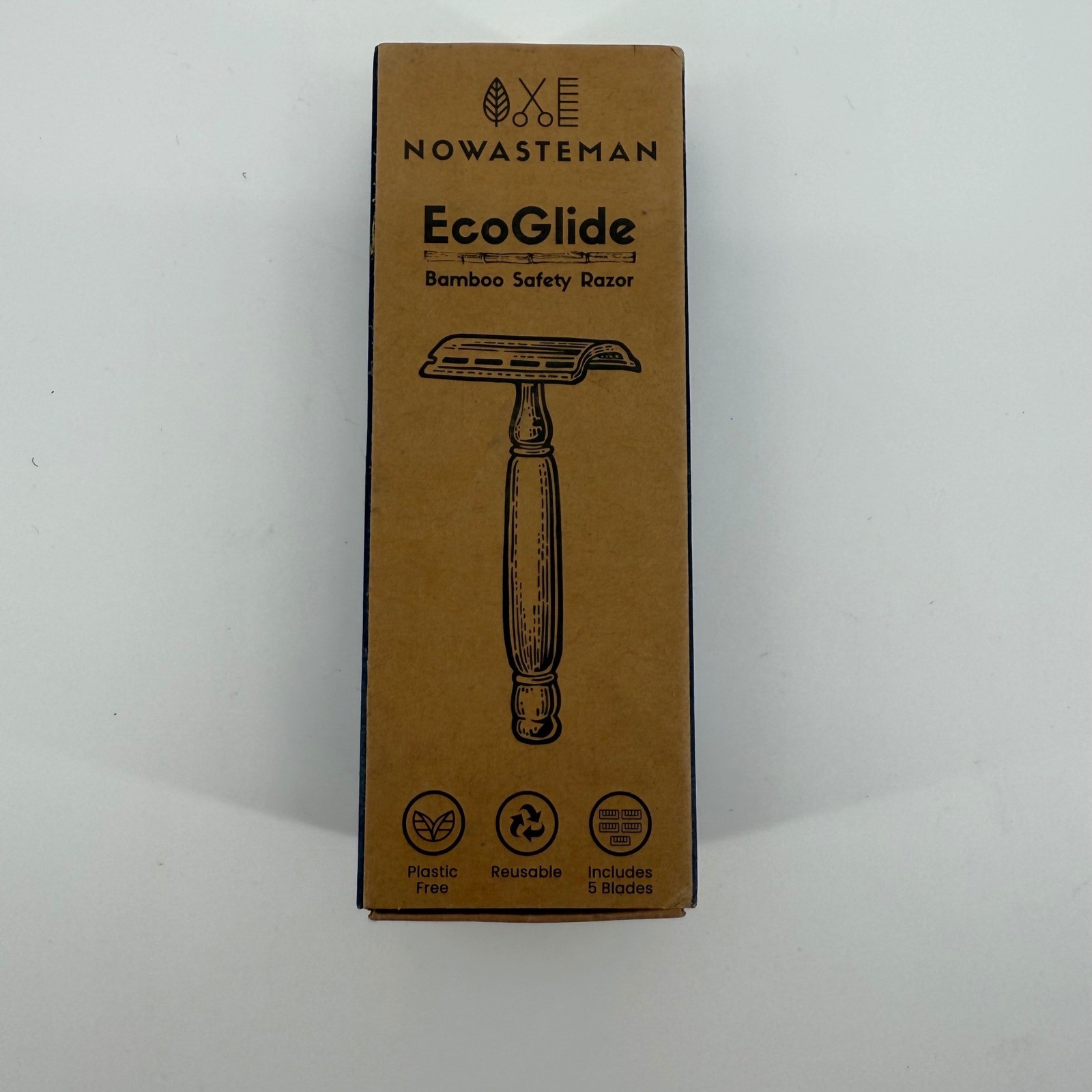 NOWASTEMAN EcoGlide Bamboo Safety Razor Reusable Eco Friendly Shaving Set