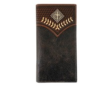 Roper Western Wallet Mens Diamond Cross Concho Rodeo Brown 8168000