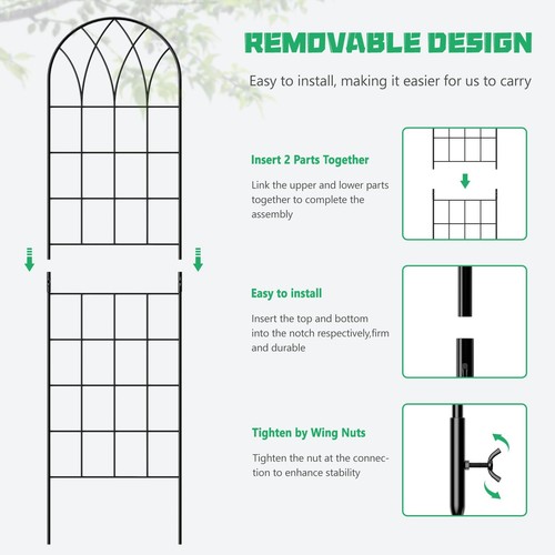 4 Pack 59x16in Metal Garden Trellis for Climbing Plants,Green Large Trellis f... - Picture 7 of 9