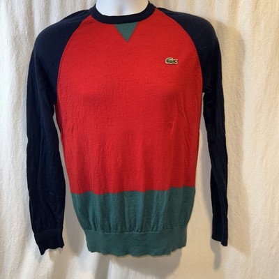 Gently Used Men s Lacoste Live! Colorblock Lightweight Wool Sweater Size 4/Small