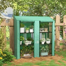 3 Tier Mini Greenhouse Lean To with Shelves PE Cover | Garden Grow house | UK