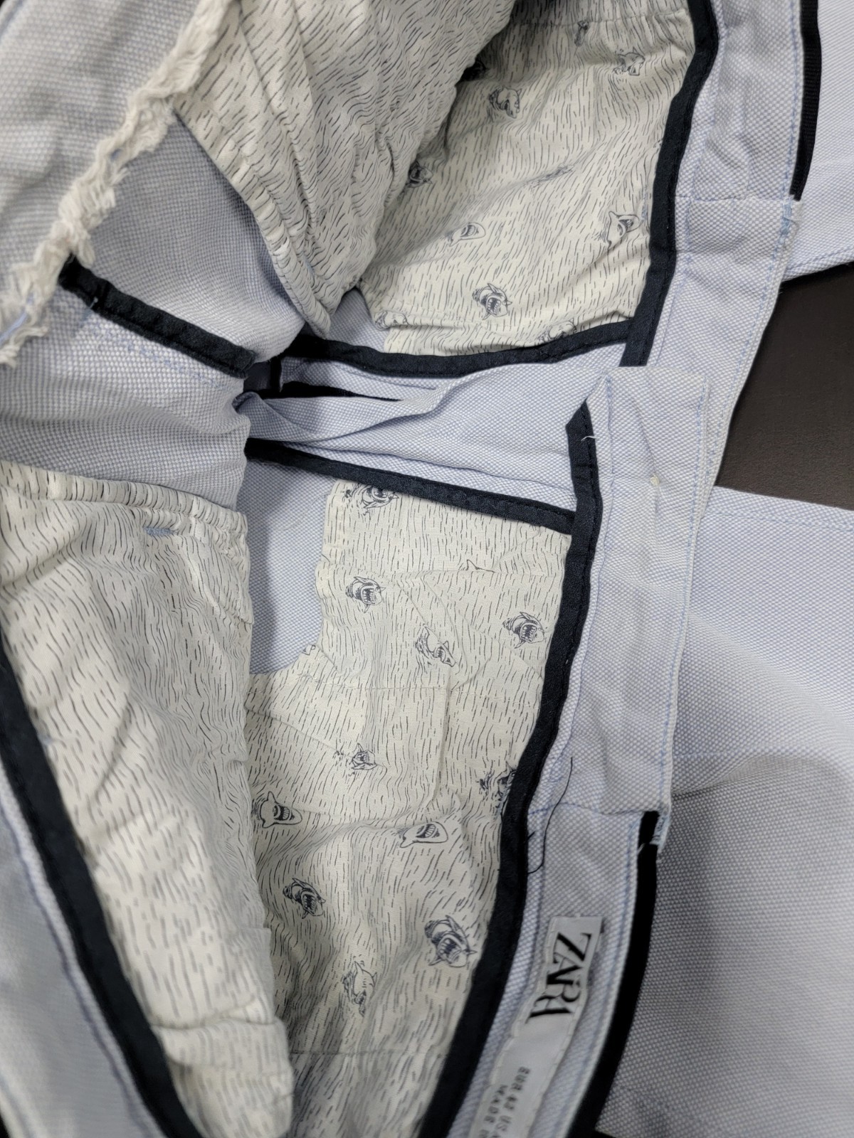 Zara Man Light Blue Cotton Trouser Chino Short Fit Pants Size: 32 Straight Leg thumbnail 12