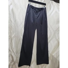 St. John Knits Black Vintage Spring 2003 Pleated Front Wide Leg Satin Pants Sz 8