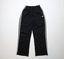 Vintage Y2K Adidas Mens Medium Spell Out Striped Wide Leg Sweatpants Pants Black