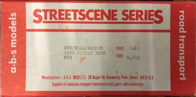 ABS STREETSCENE BET/WILLOWBROOK 1958 SINGLE DECK WHITE METAL BUS KIT No R219