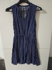 Old Navy Dress Womens S Waist Defined Mini Midi Sleeveless Flare Stripe Viscose