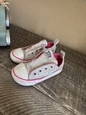 Converse CT All Star Simple Slip OX Silver/Pink Toddler Girl's Sneakers-Sz 7