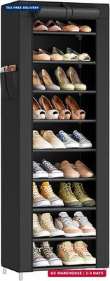 SONGMICS 10-Tier Shoe Rack, Shoe Storage Cabinet with Dustproof Cover, Free-Stan