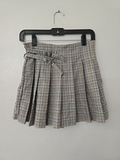 Tween Diva Girls Plaid Pleated Skirt Skort Size 16 Buckles Academia