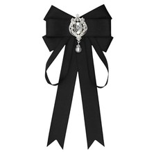 Bow Tie for Women Pre-Tied Adjustable Ties for Women Girls Ribbon Black