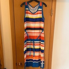 T by Talbots Women’s Striped Midi Belted Tank Dress Blue Coral Size Large