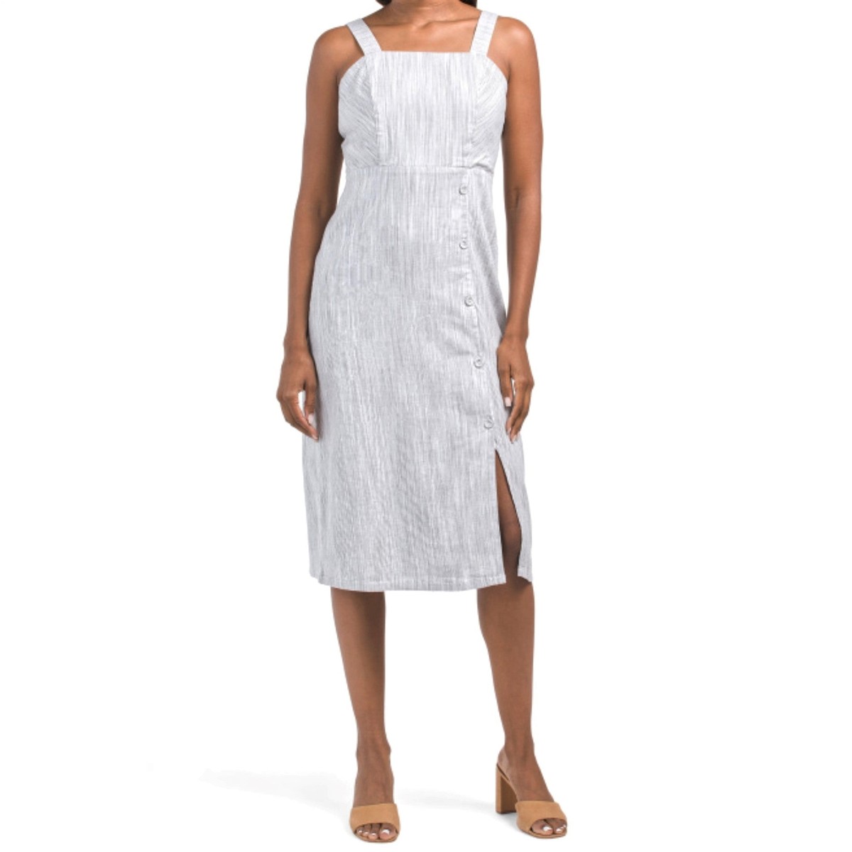 linen striped midi dress STRIPED LINEN TUBE MIDI DRESS – Luana main image 0